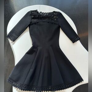 Alaia black vienne pattern dress